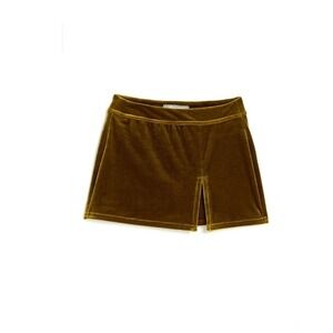 Tractr Gold Velvet Skort with Front Slit